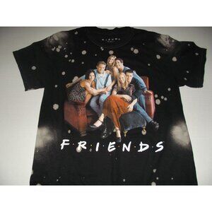 Friends TV Show Graphic T-Shirt With Bleach Splatter Design Small Cotton Blend U